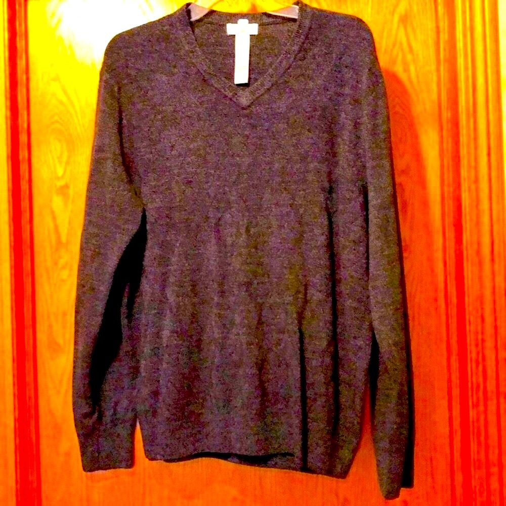 Dockers V neck pullover tonal argyle sweater top men’s Large gray brown